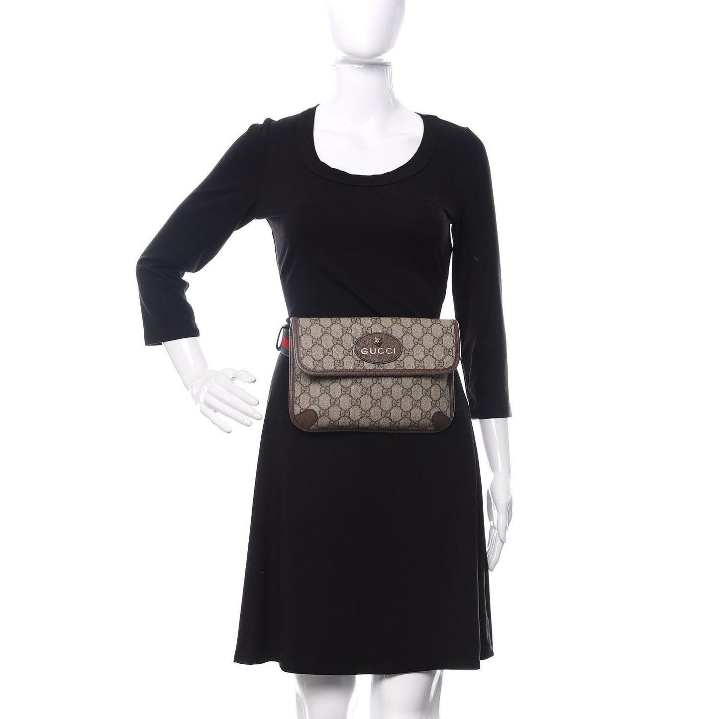 GG Supreme Monogram Neo Vintage Web Belt Bag Brown