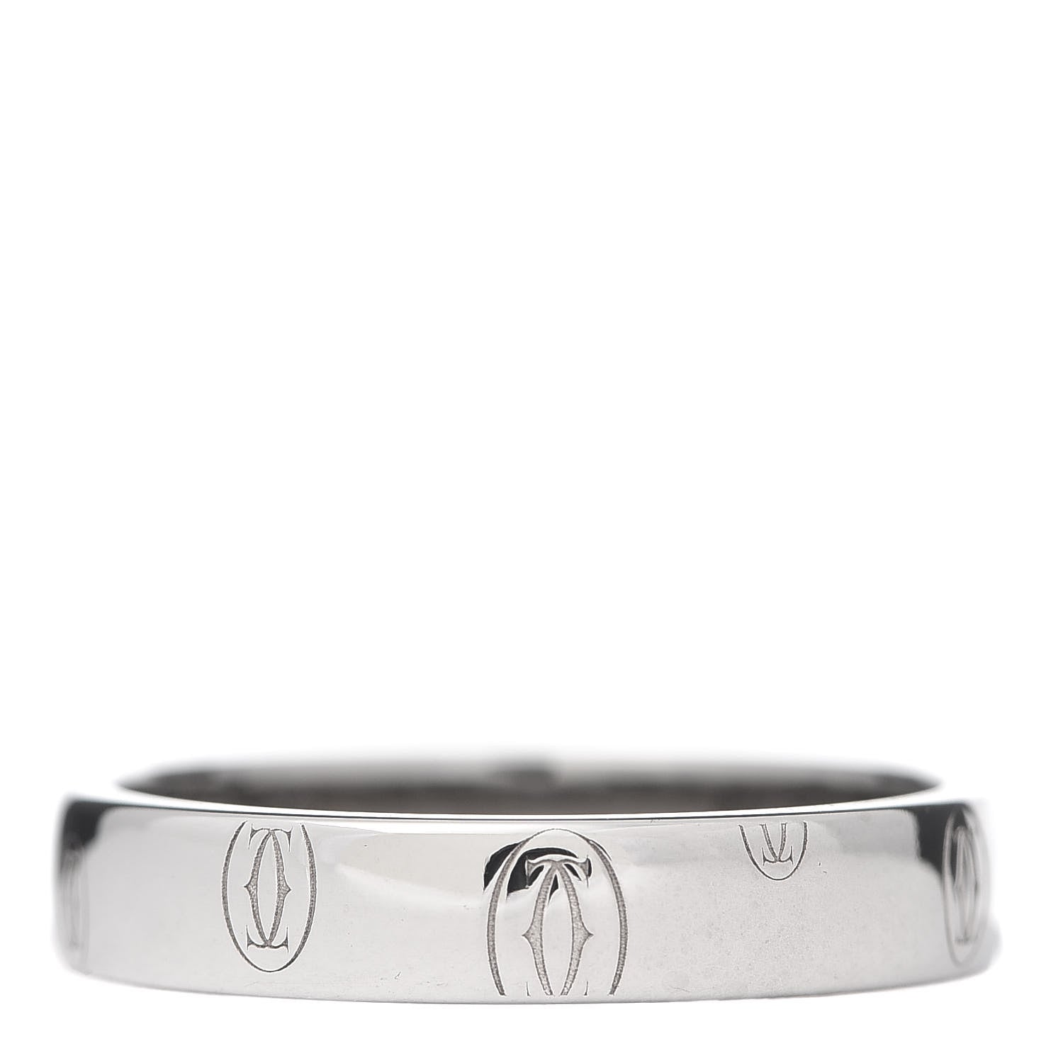 Cartier 18K White Gold 4mm Happy Birthday Band Ring 56 7.5 1 of 4