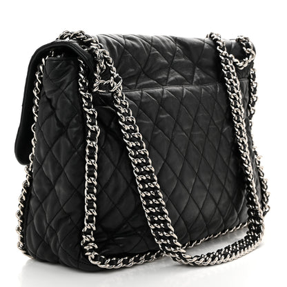 Chanel Washed Lambskin Quilted Maxi Chain Around Flap Black 3 of 11