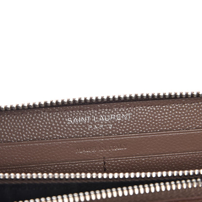Saint Laurent Grain De Poudre Matelasse Chevron Monogram Zip Around Wallet Pale Blush 6 of 6