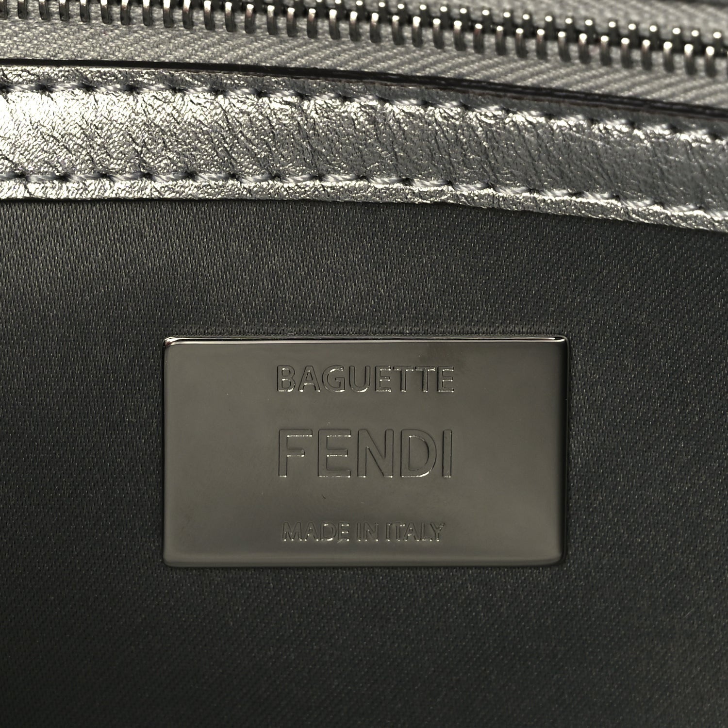 Fendi Crystal Vitello Laminato FF Medium Baguette Crystal Argento 5 of 8