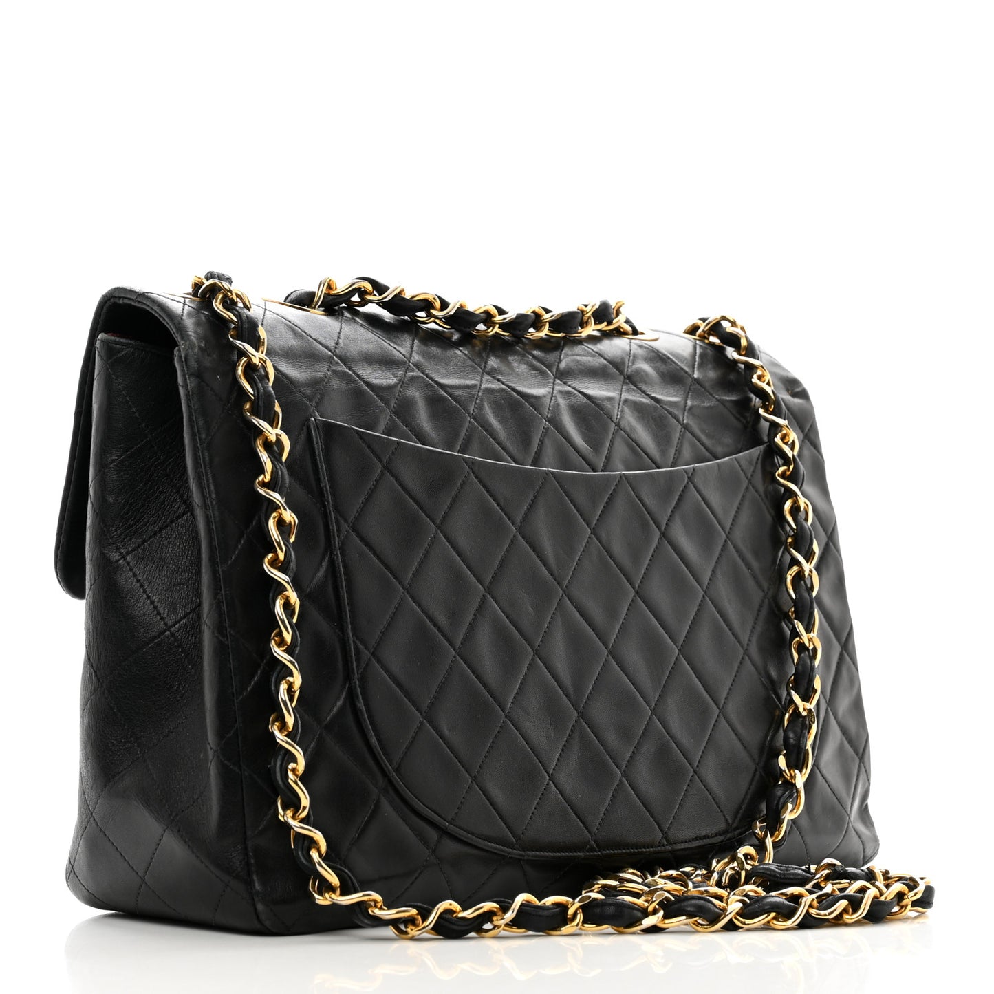 Lambskin Quilted XL Jumbo Single Flap Black