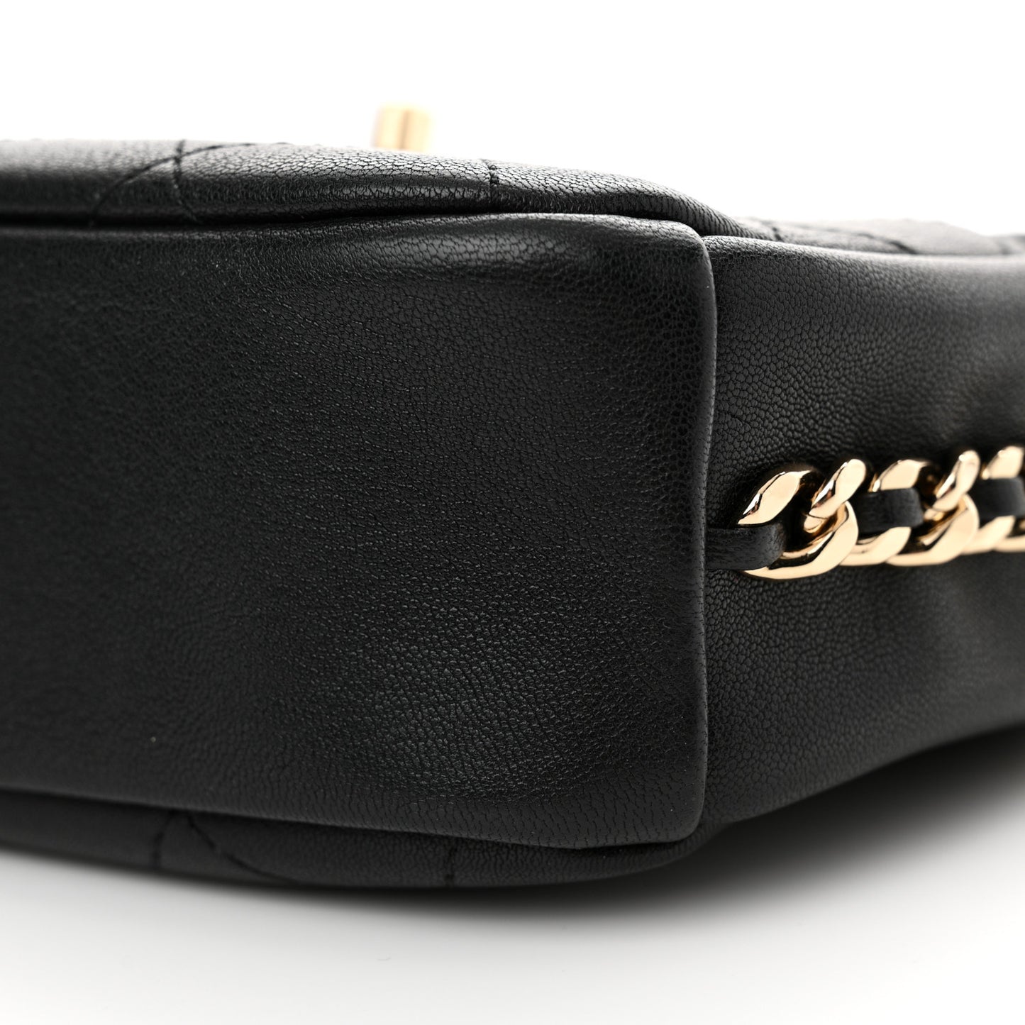 Goatskin Quilted Small Casual Trip Camera Case Black