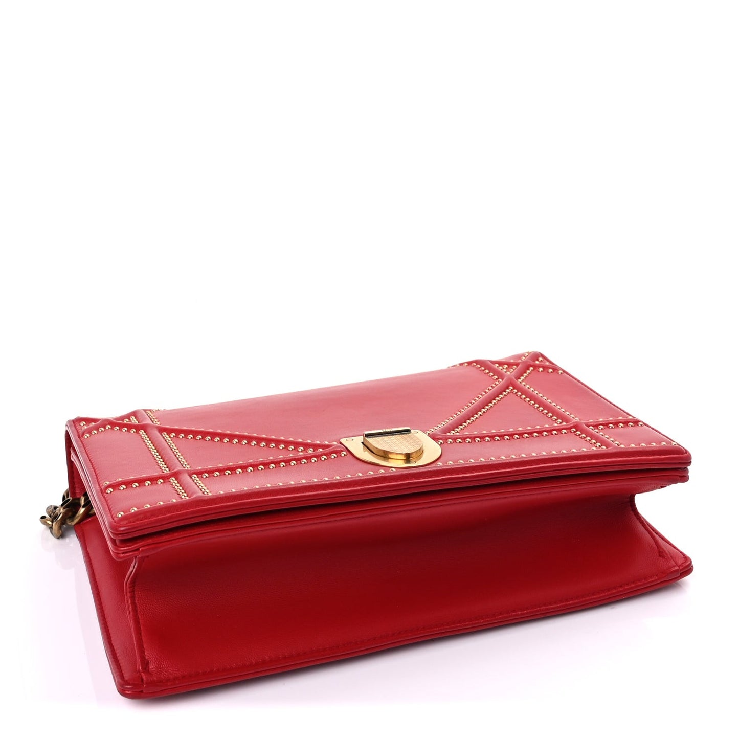 Calfskin Studded Medium Diorama Flap Bag Red