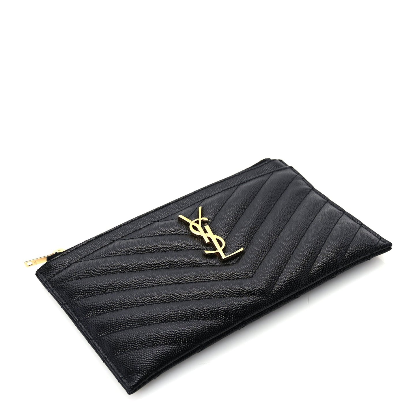 Grain De Poudre Chevron Monogram Bill Pouch Black