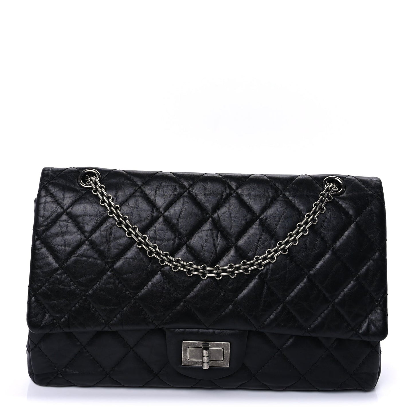Aged Calfskin Quilted 2.55 Reissue 227 Flap  So Black