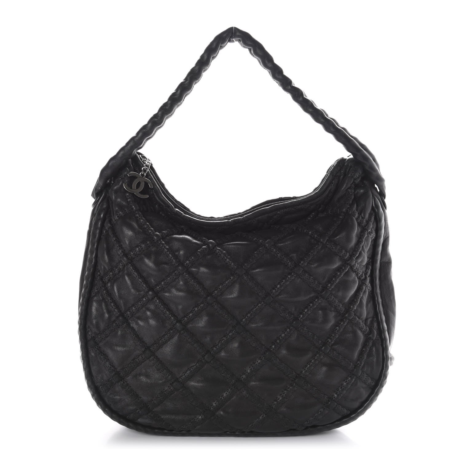 Chanel Quilted Lambskin Hidden Chain Hobo Black 1 of 14
