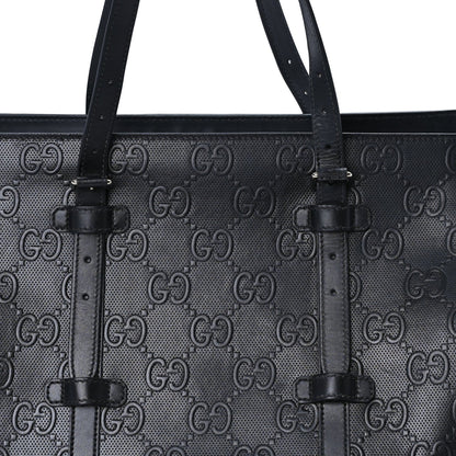 Gucci Calfskin GG Tennis Embossed Tote Bag Black 6 of 8