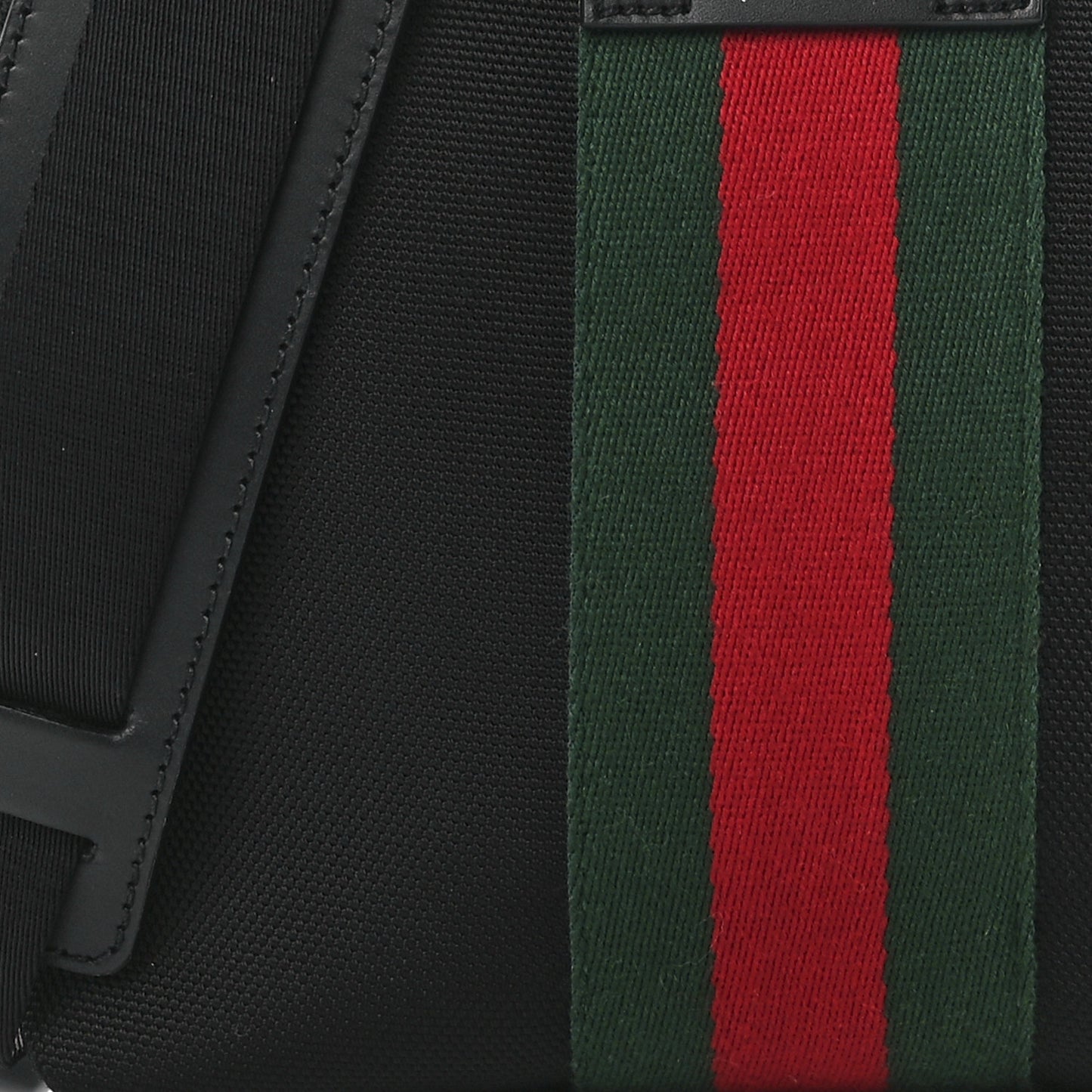 Techno Canvas Selleria Calfskin Web Small Flat Messenger Bag Black