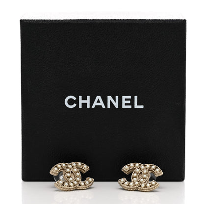Chanel Pearl CC Earrings Light Gold 6 of 6