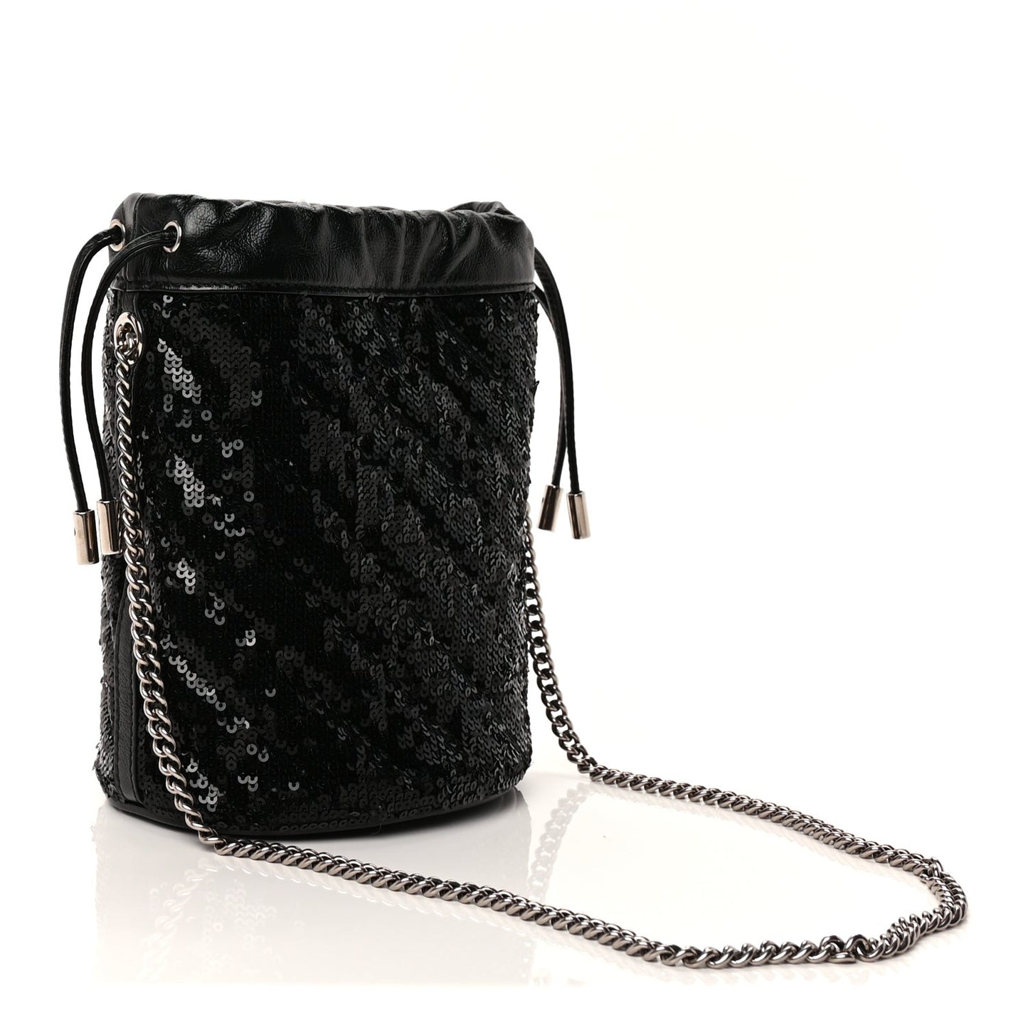Sequin Mini GG Marmont 2.0 Bucket Bag  Black