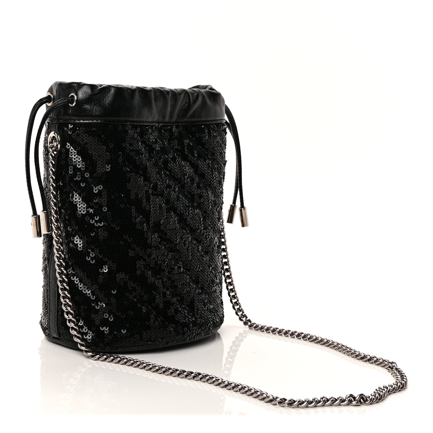 Gucci Sequin Mini GG Marmont 2.0 Bucket Bag  Black 2 of 8