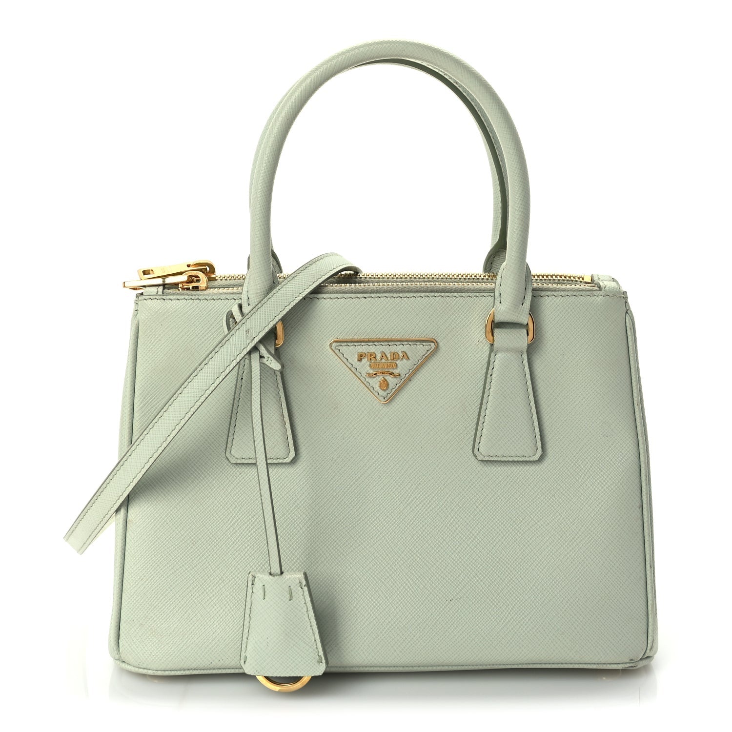 Prada Saffiano Small Galleria Double Zip Tote Acqua 1 of 8