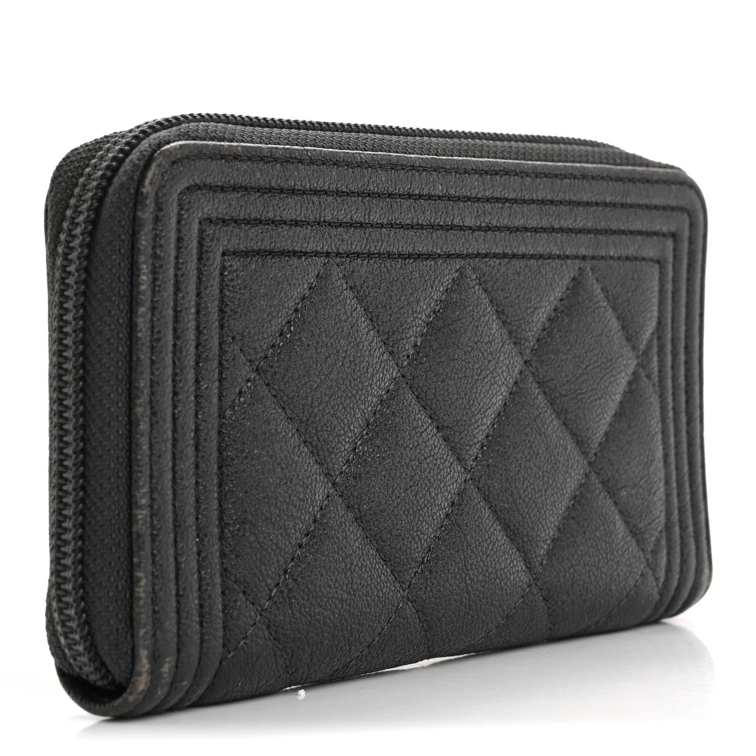 Chanel Iridescent Caviar Quilted Small Boy Zip Around Wallet Grey 3 of 7