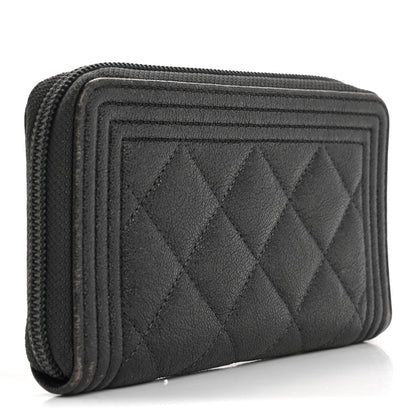 Chanel Iridescent Caviar Quilted Small Boy Zip Around Wallet Grey 3 of 7