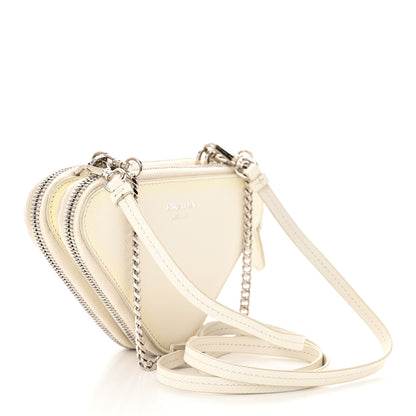 Prada Saffiano Mini Triangle Crossbody Pouch White 3 of 13