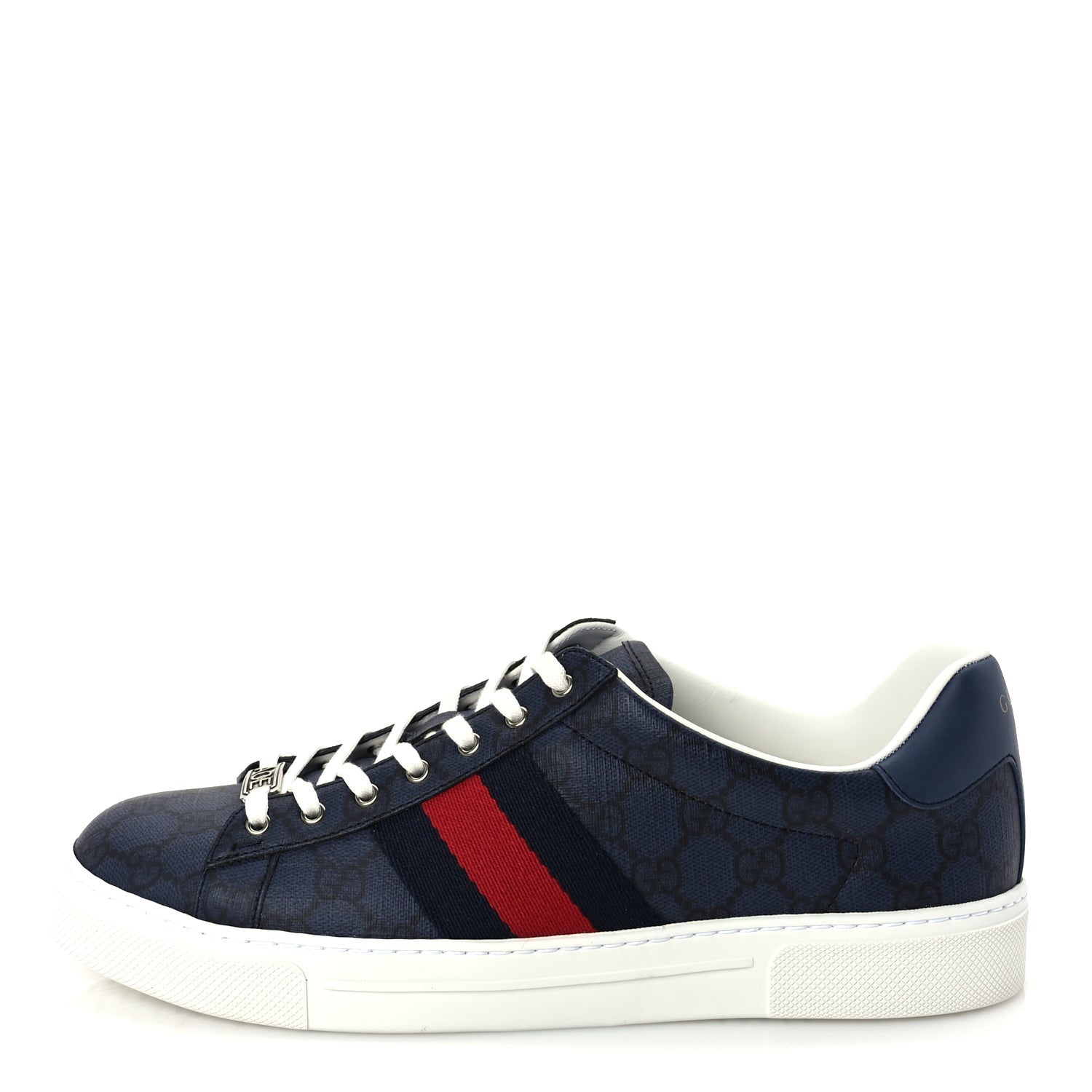 Gucci GG Supreme Monogram Web Mens New Ace Sneakers 8  Dark Blue 1 of 8