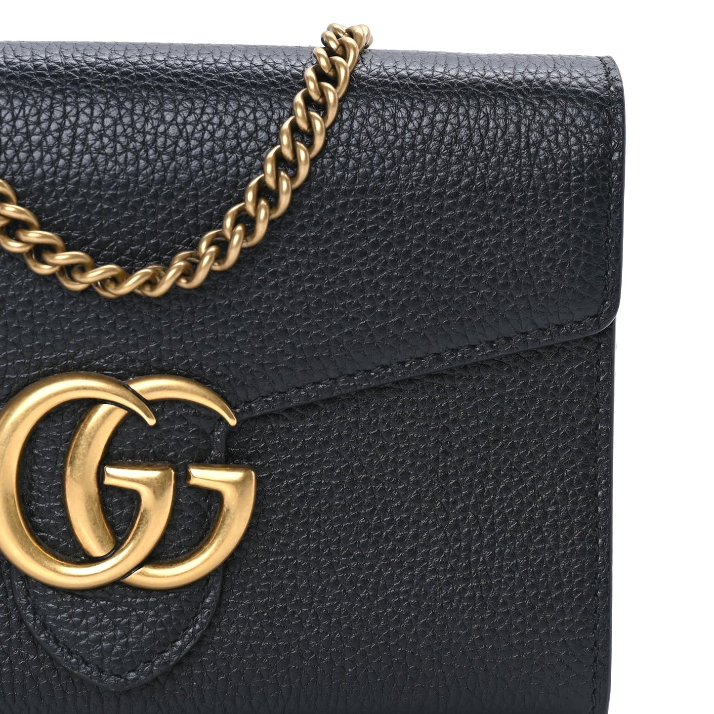 Calfskin GG Marmont Chain Wallet  Black