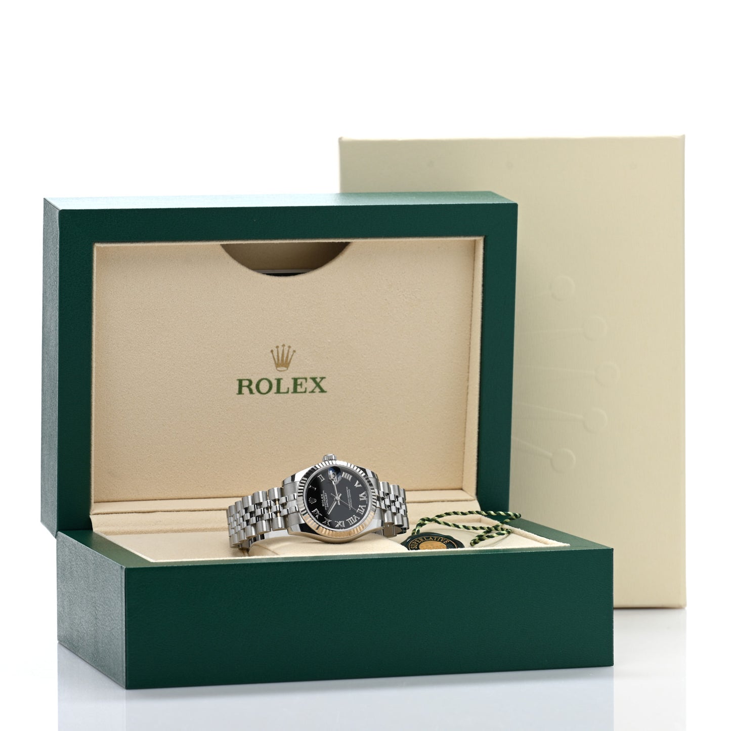 Stainless Steel 18K White Gold 31mm Oyster Perpetual Datejust Watch Black Roman 178274