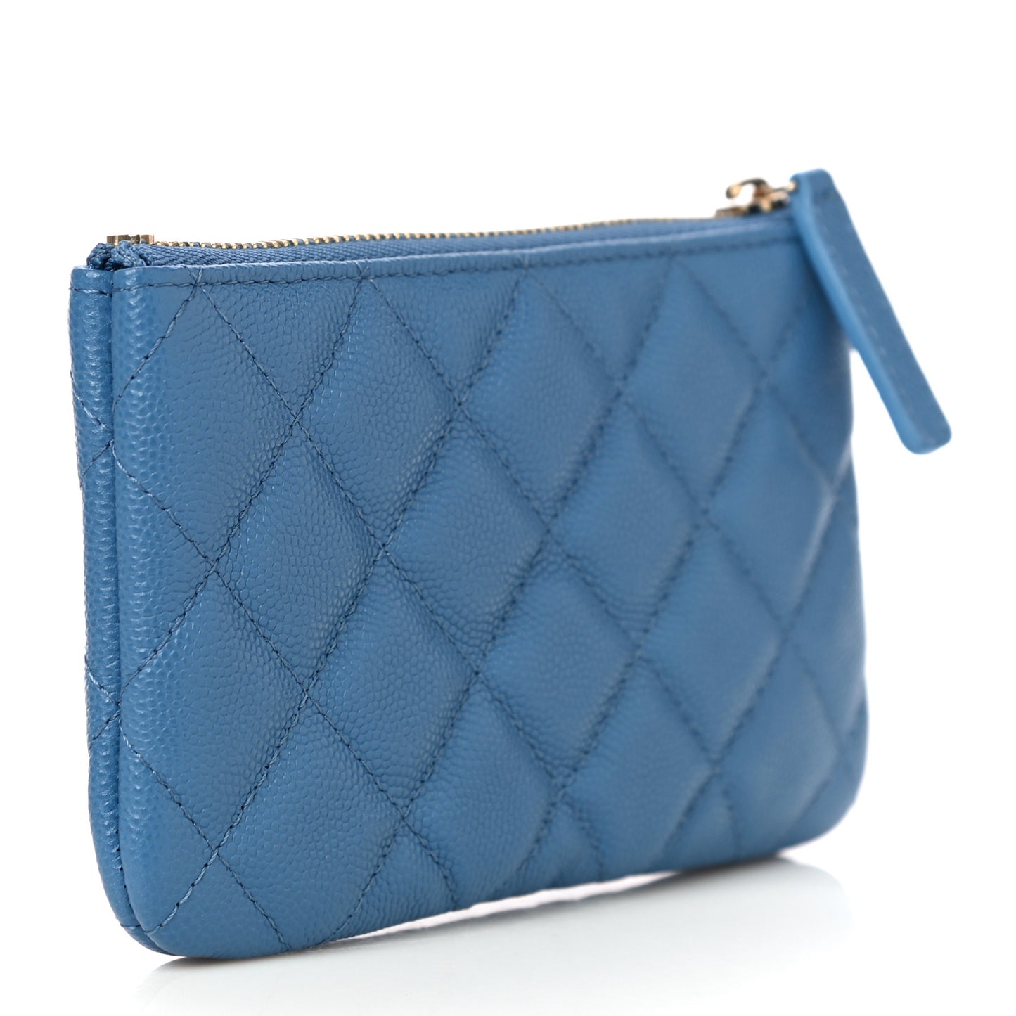 Caviar Quilted Small Cosmetic Case Blue