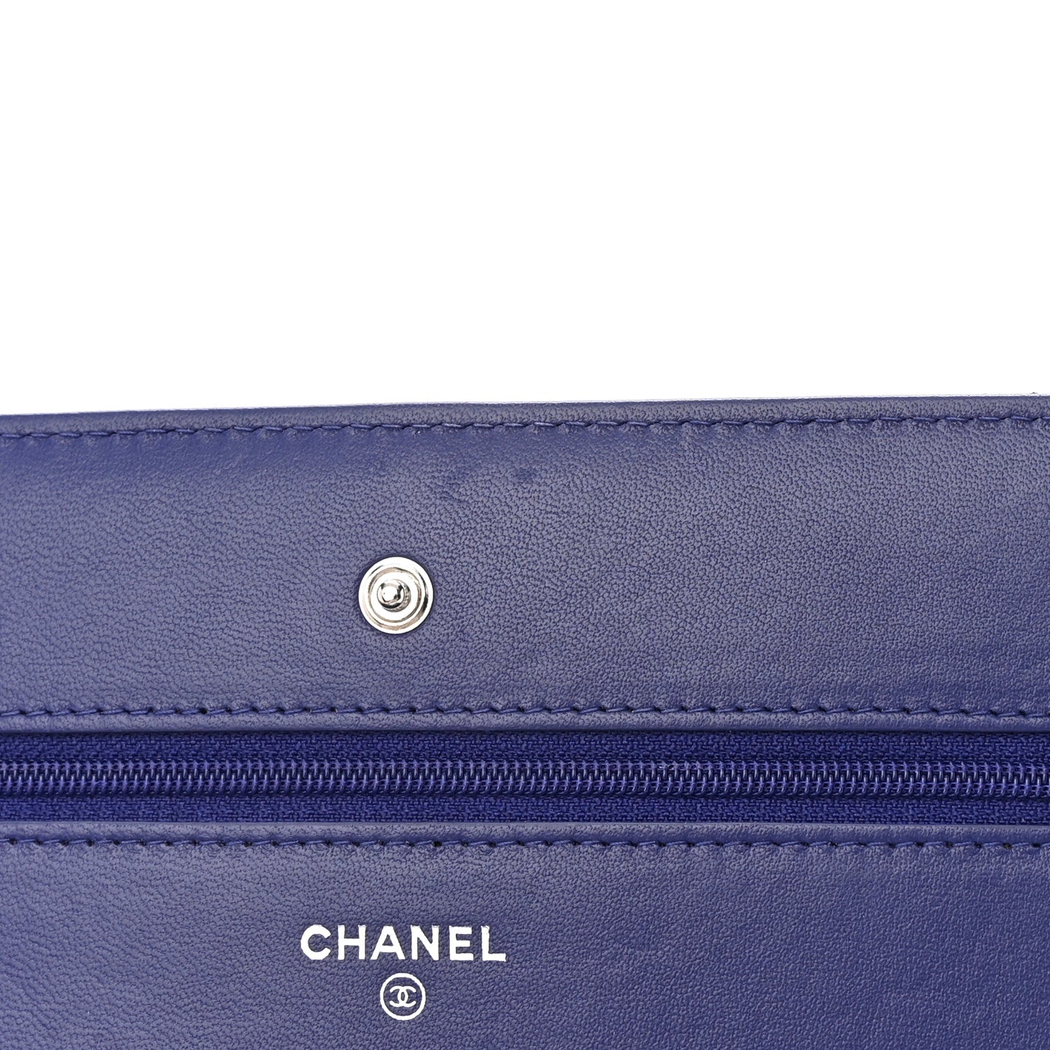 Chanel Lambskin Quilted Wallet On Chain WOC Blue 14 of 16