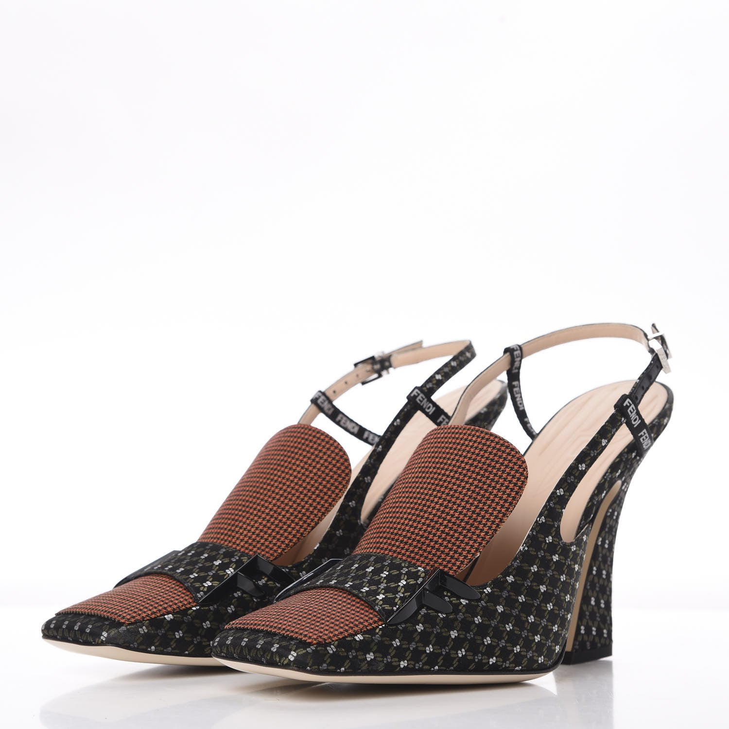 Fendi Fabric Jacquard Ffreedom Slingback Pumps 40.5 3 of 11