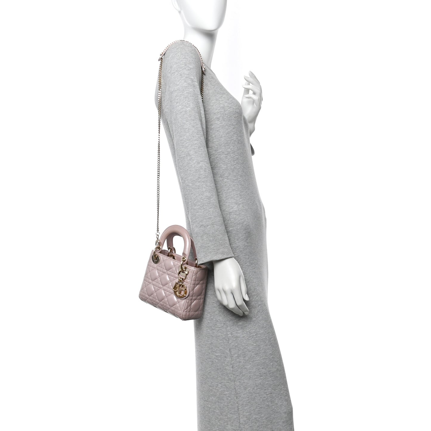 Metallic Lambskin Cannage Mini Lady Dior Lotus