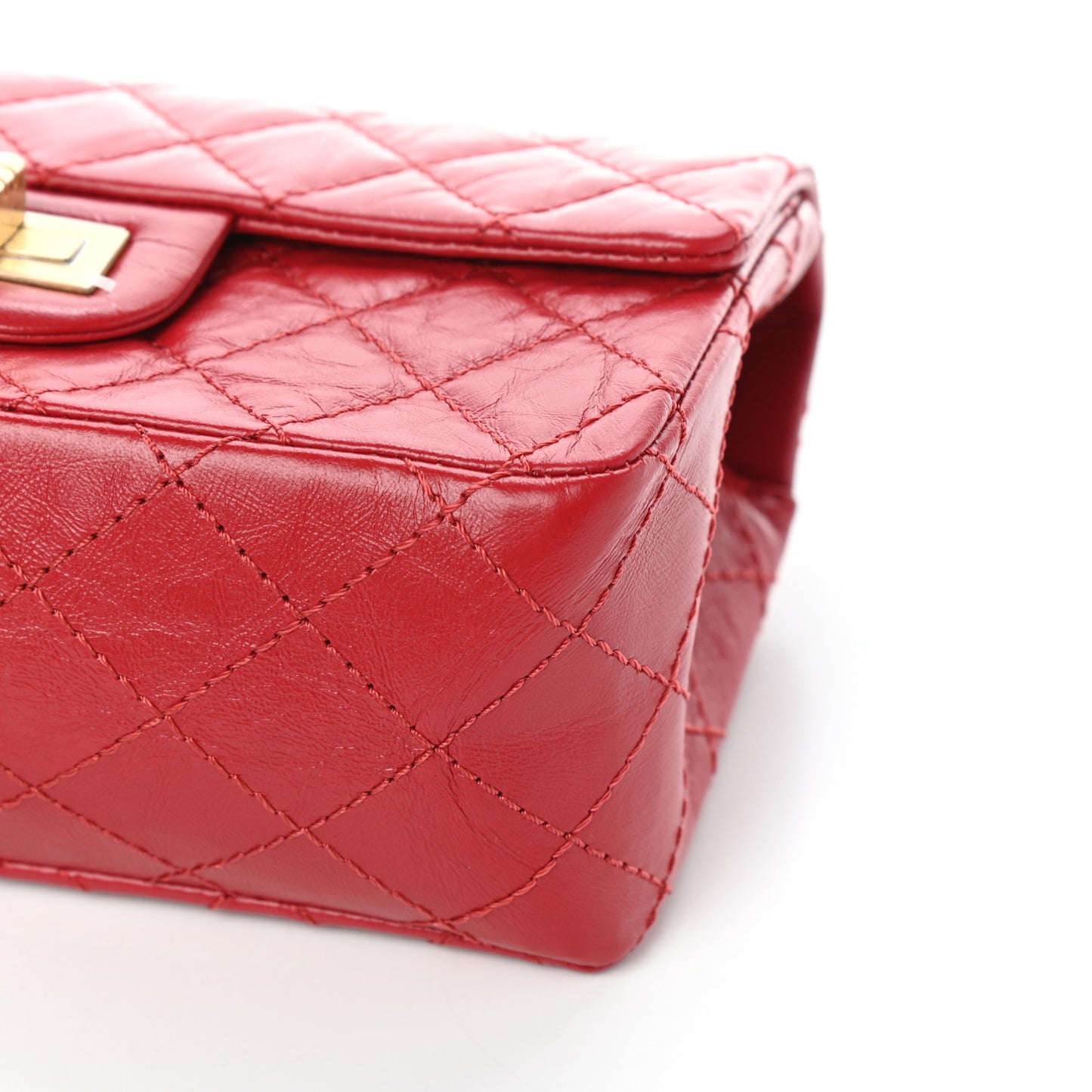 Aged Calfskin Quilted 2.55 Reissue Mini Flap Red