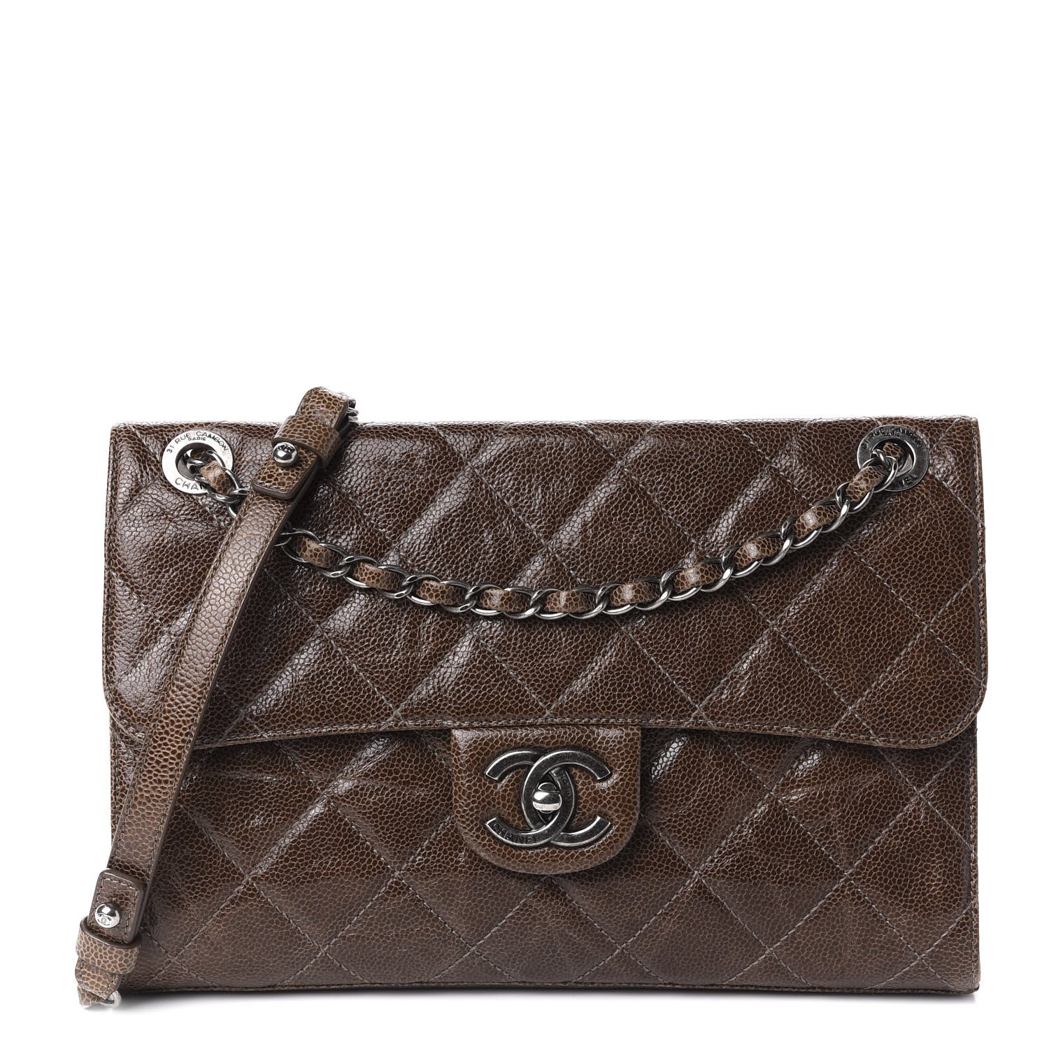 Chanel Crumpled Grained Calfskin Medium CC Crave Flap Brown 1 of 11