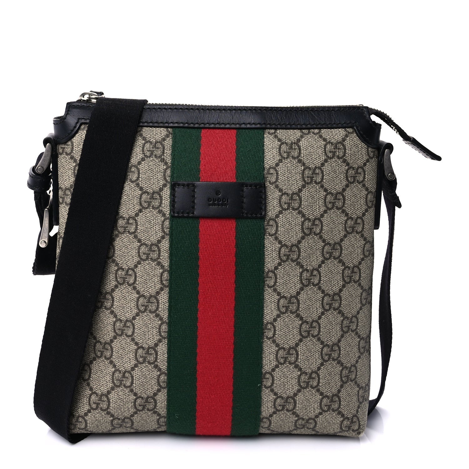 Gucci GG Supreme Monogram Web Messenger Bag Black 1 of 8