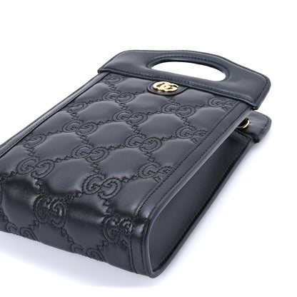 Gucci Calfskin GG Matelasse Mini Top Slip Handle Crossbody Bag  Black Natural 8 of 8