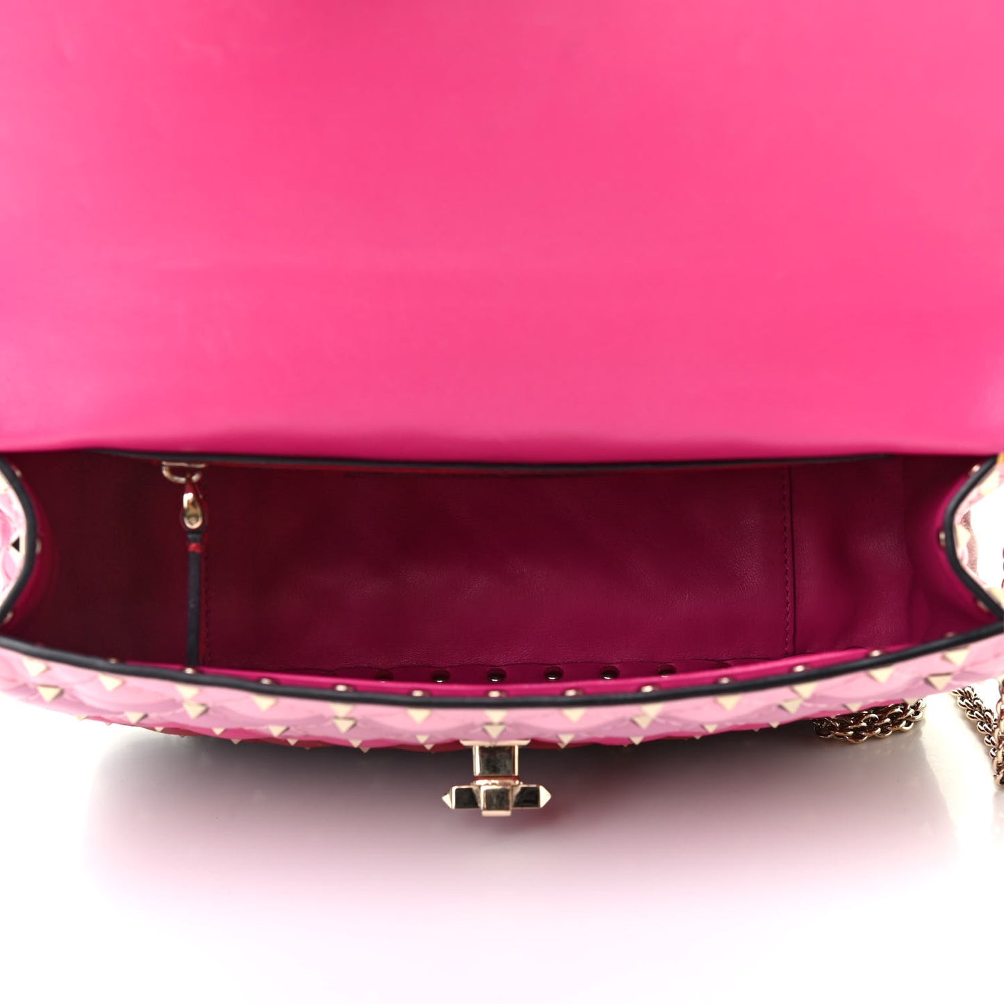 Lambskin Stripe Intarsia Medium Rockstud Spike Shoulder Bag Multicolor