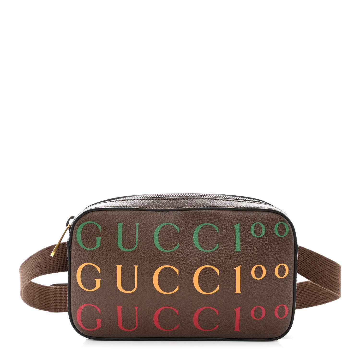 Gucci Textured Dollar Calfskin Gucci 100 Aria Belt Bag 100 40 New Acero Multicolor 1 of 10