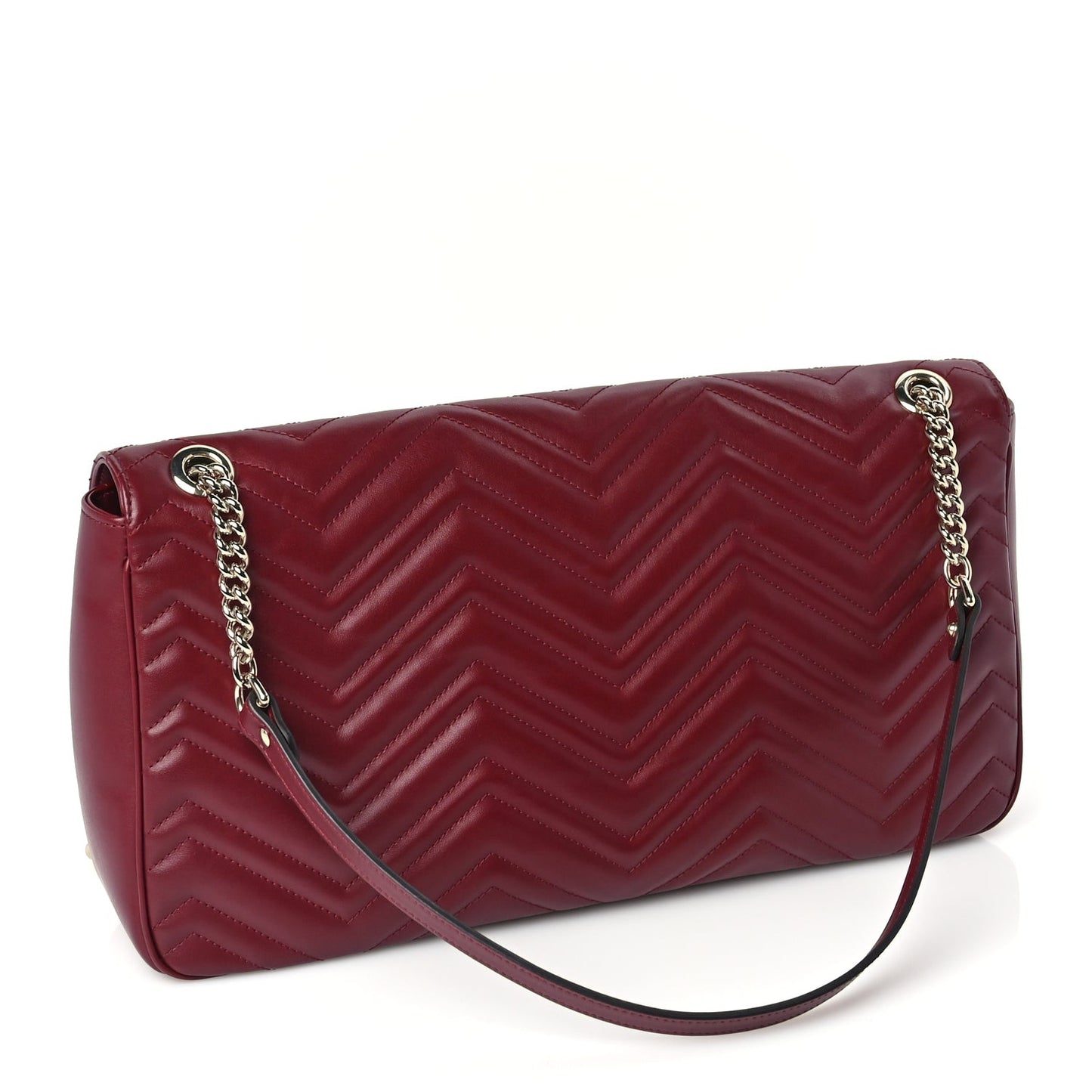 Calfskin Matelasse Large Horizontal GG Marmont Shoulder Bag  Rosso Ancora