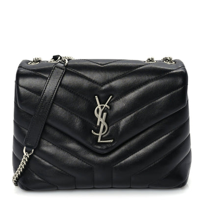Saint Laurent Calfskin Y Quilted Monogram Small Loulou Chain Satchel Black 1 of 8