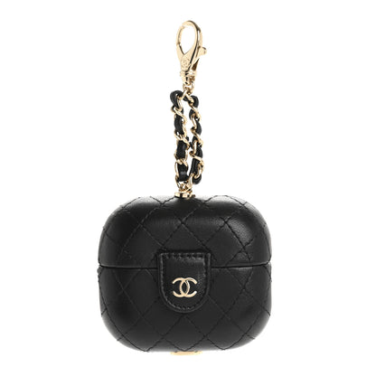 Chanel Lambskin Quilted Airpods Pro Case With Chain Black 1 of 8