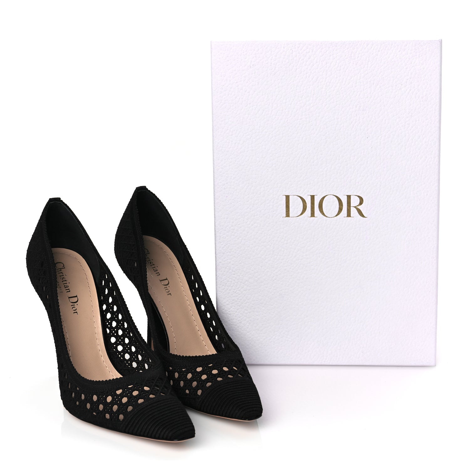 Christian Dior Mesh Cotton Cannage Dior Capture 100mm Pumps 39 Black 7 of 7