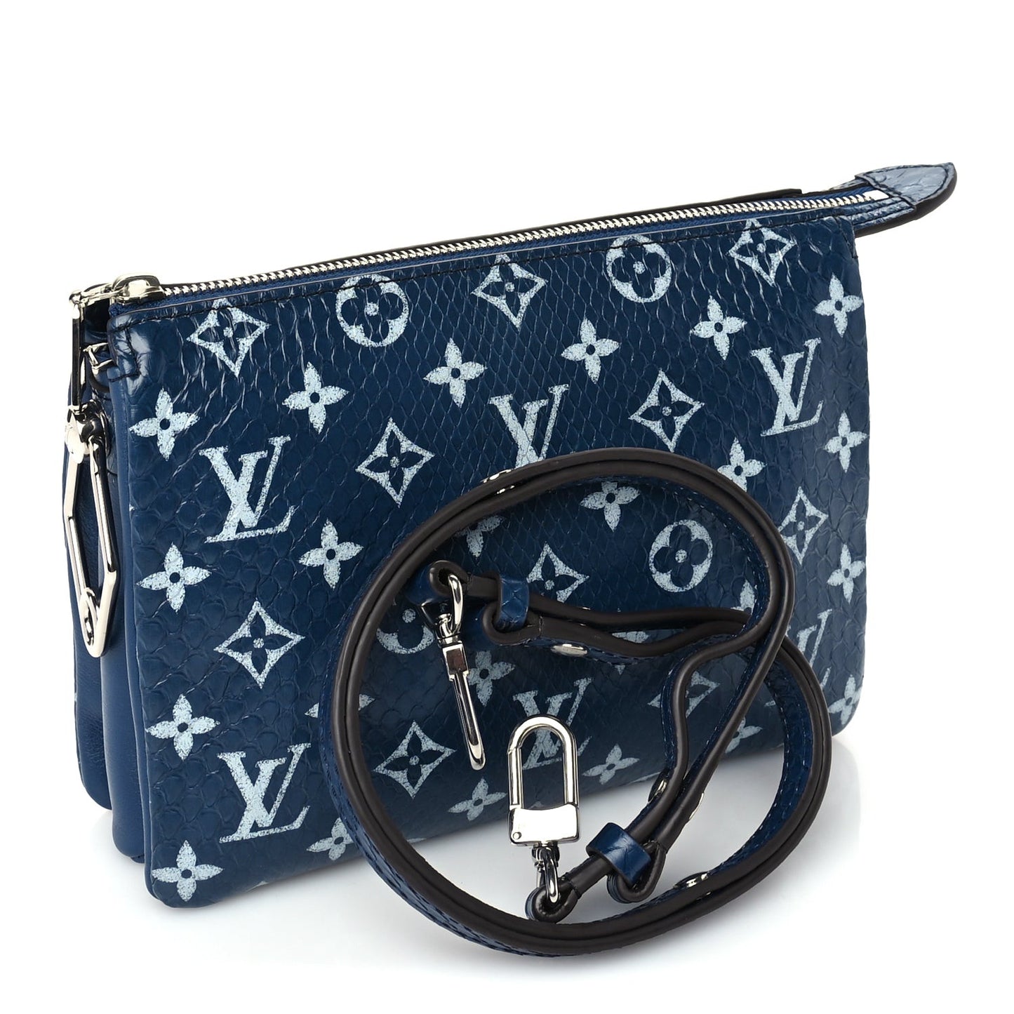 Snakeskin Monogram Coussin PM  Blue