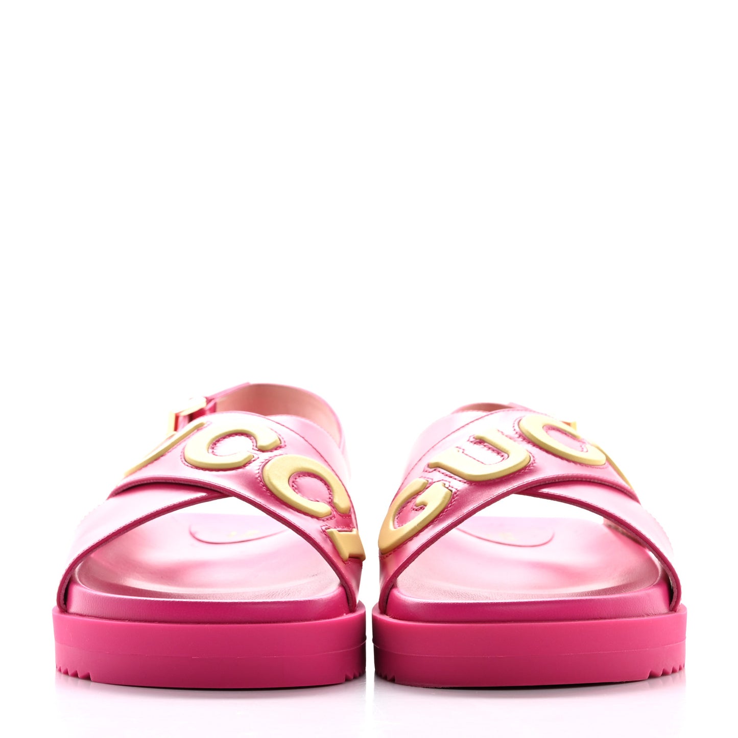 Calfskin Elizabeth Nappa Charlotte Logo Slingback Sandals 37.5 Fancy Fuchsia