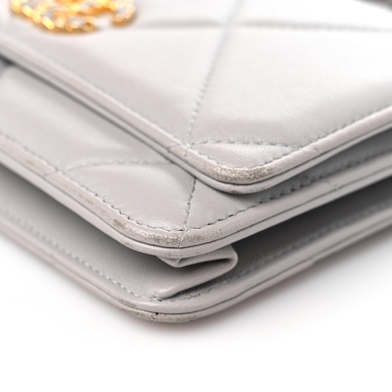 Chanel Lambskin Quilted Chanel 19 Wallet On Chain WOC Grey 9 of 14