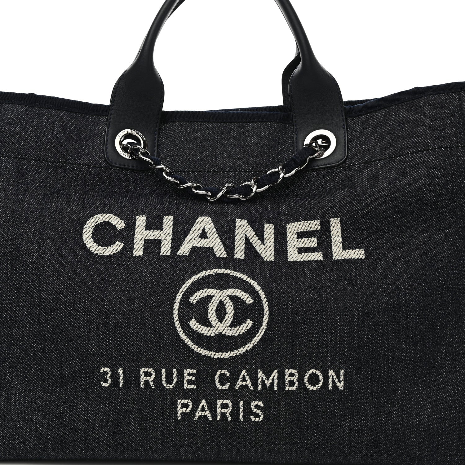 Chanel Canvas Medium Deauville Tote Dark Blue 7 of 9
