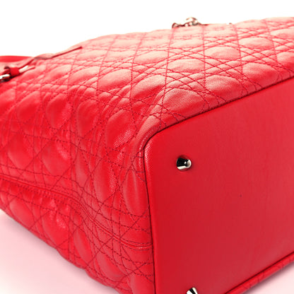 Christian Dior Coated Canvas Cannage Large Panarea Tote Red 7 of 11
