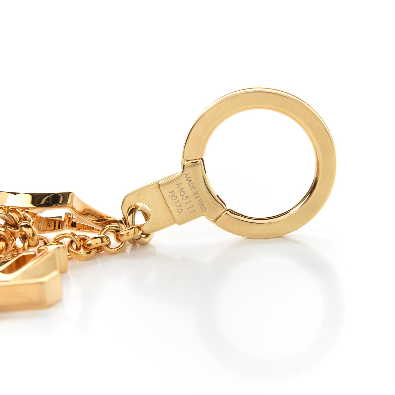 Louis Vuitton Brass Enamel Fleur De Monogram Bag Charm Chain Gold 4 of 4