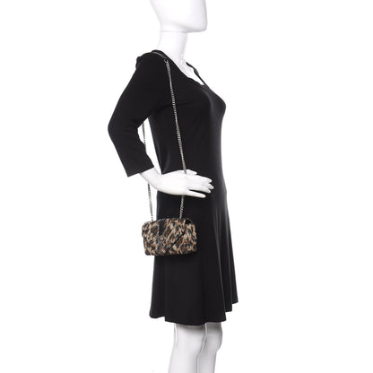 Saint Laurent Jacquard Leopard Matelasse Chevron Monogram Baby Chain Bag Black 2 of 10