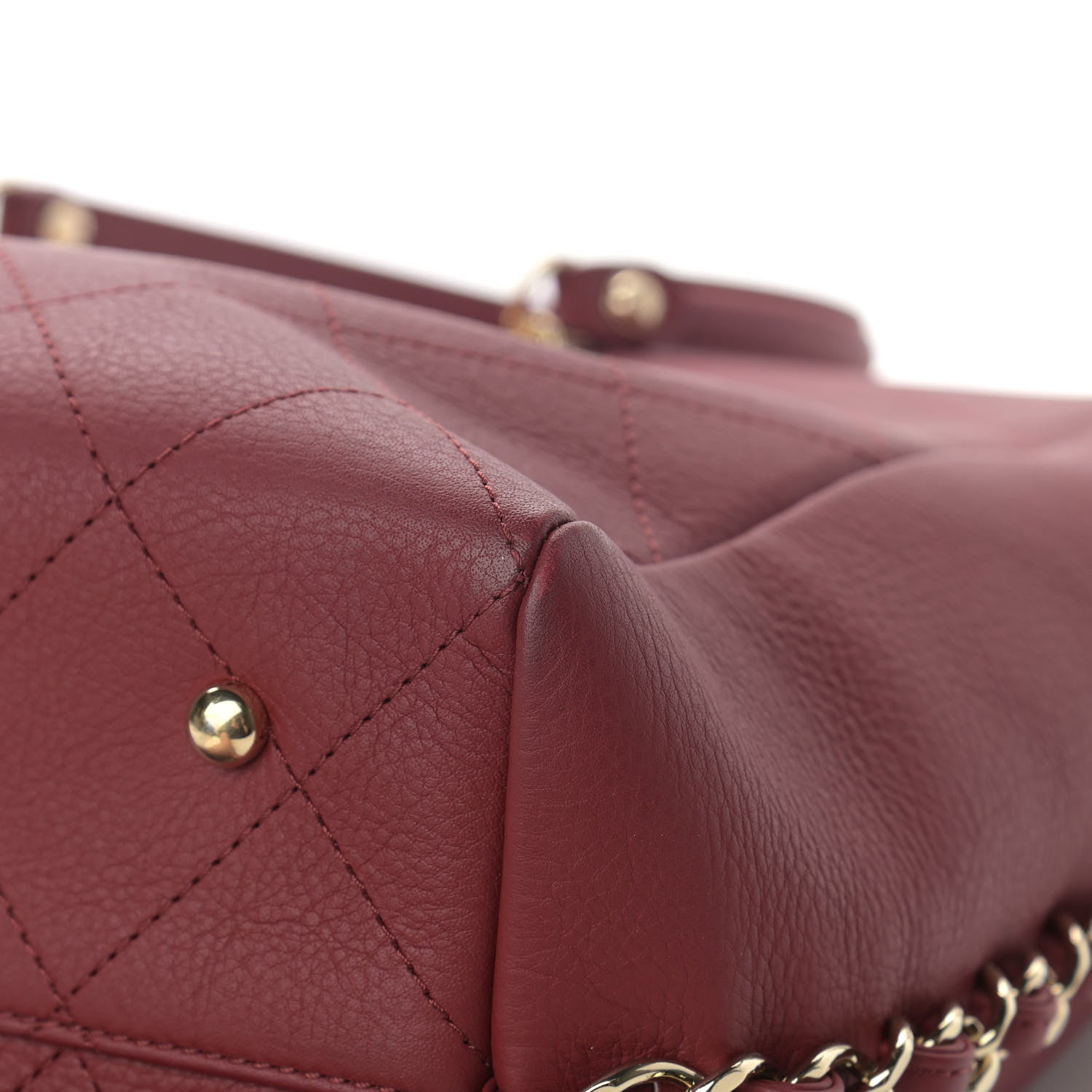 Chanel Bullskin Stitched Medium Shopping Bag Burgundy 12 of 15