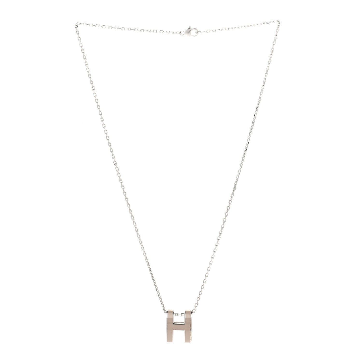 Hermes Lacquered Palladium Pop H Pendant Necklace Marron Glace 3 of 7