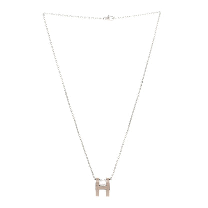 Hermes Lacquered Palladium Pop H Pendant Necklace Marron Glace 3 of 7