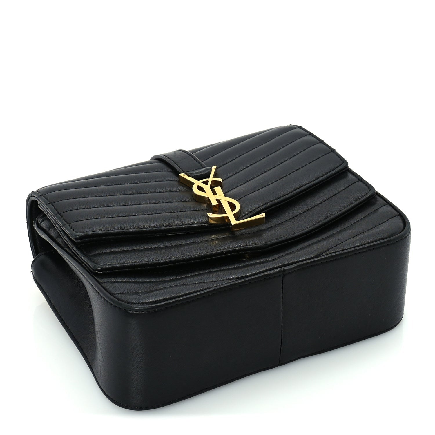 Saint Laurent Lambskin Matelasse Chevron Monogram Small Sulpice Bag Black 3 of 8