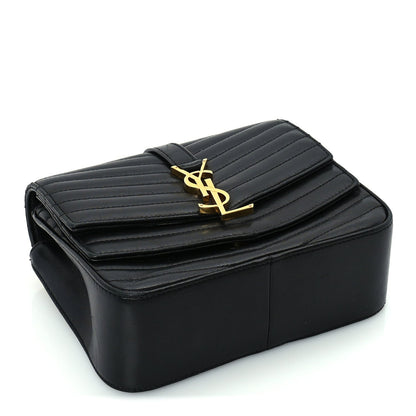 Saint Laurent Lambskin Matelasse Chevron Monogram Small Sulpice Bag Black 3 of 8