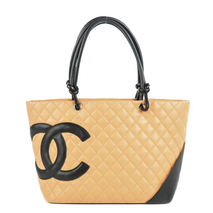 Chanel Calfskin Quilted Large Cambon Tote Beige Black 1 of 8
